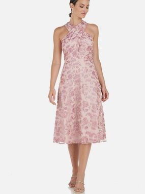 JS Collections One-Shoulder Pink Floral Embroidered Gown